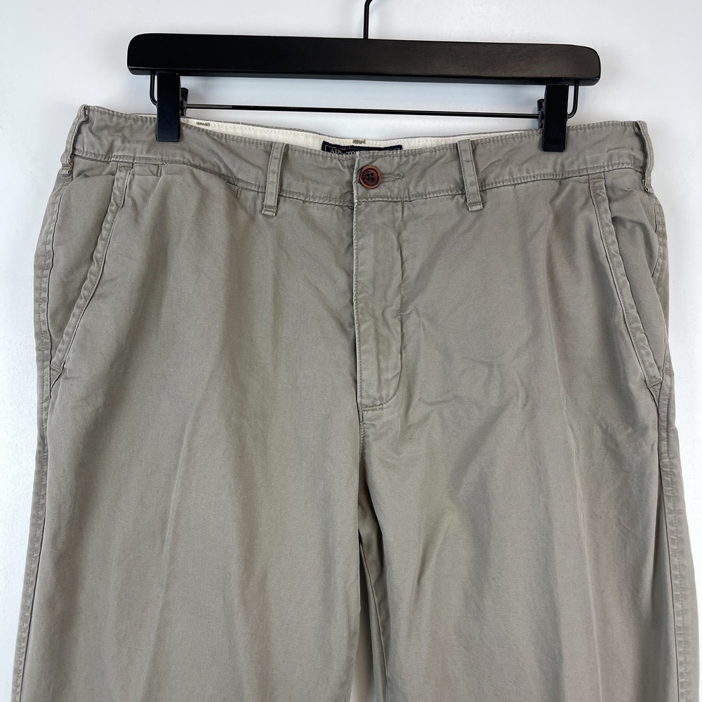 Abercrombie & Fitch Mens (34x32) Slim Straight Chino Pants Beige Cotton - Picture 2 of 10